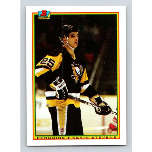 1990-91 Bowman #208 Kevin Stevens NM-MT RC Rookie Pittsburgh Penguins Hockey Card