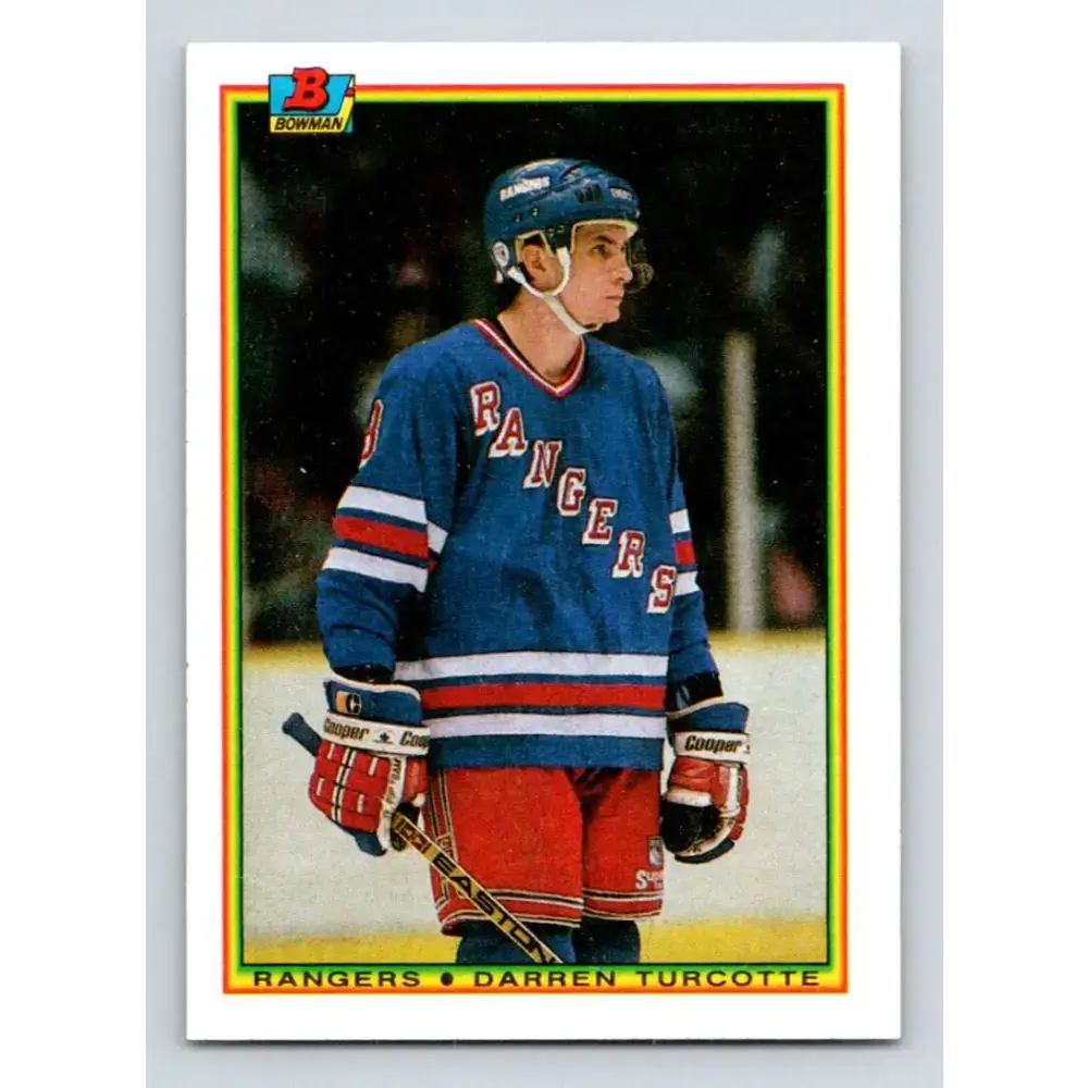 1990-91 Bowman #216 Darren Turcotte NM-MT RC Rookie New York Rangers Hockey Card - Hockey Card Single