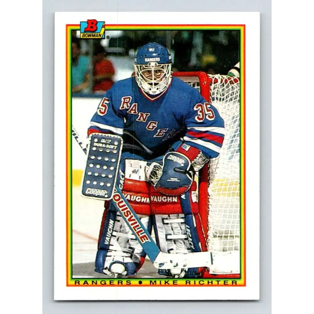 1990-91 Bowman #218 Mike Richter NM-MT RC Rookie New York Rangers Hockey Card - Hockey Card Single