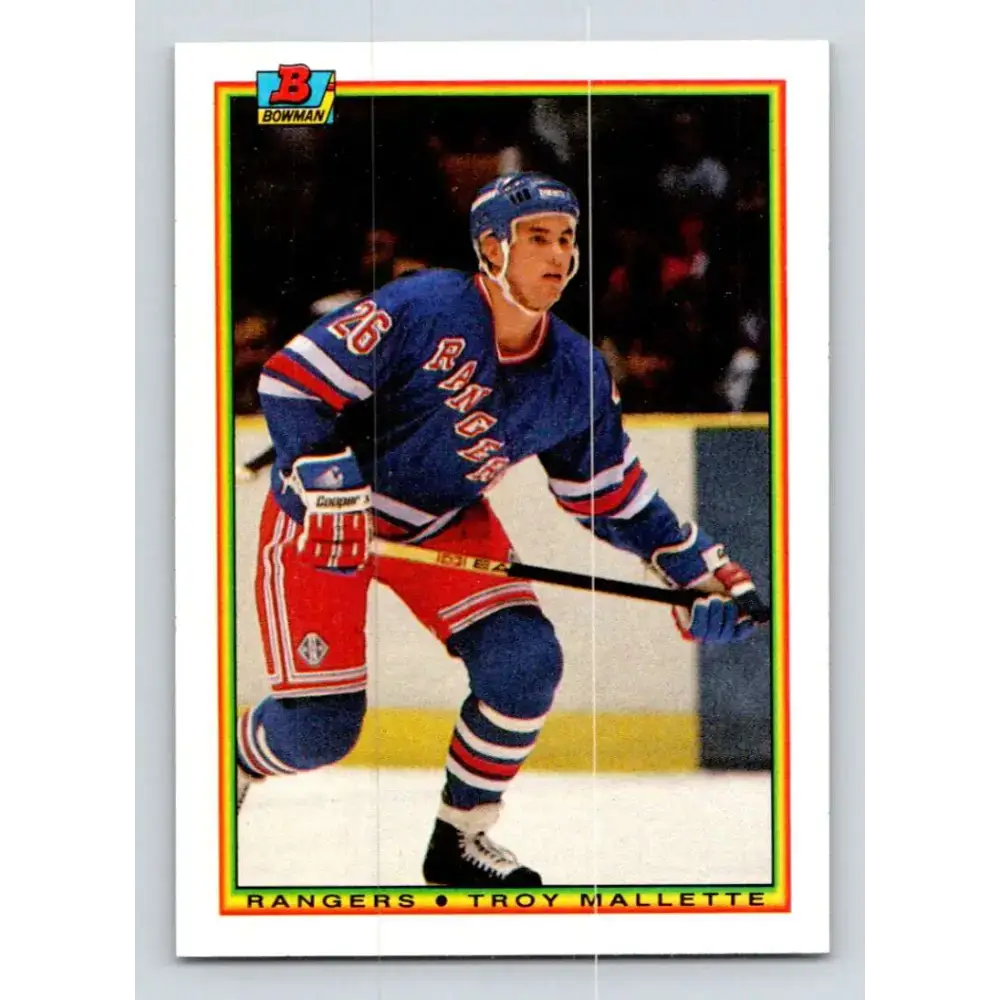 1990-91 Bowman #219 Troy Mallette NM-MT New York Rangers Hockey Card - Hockey Card Single