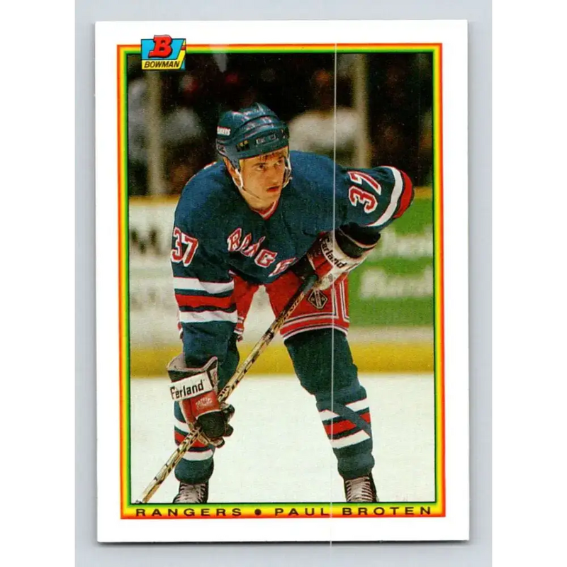 1990-91 Bowman #224 Paul Broten NM-MT New York Rangers Hockey Card - Hockey Card Single