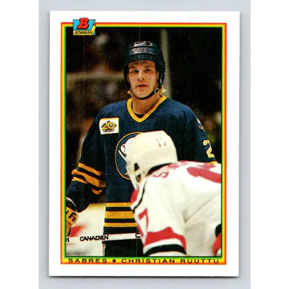 1990-91 Bowman #244 Christian Ruuttu NM-MT Buffalo Sabres Hockey Card - Hockey Card Single