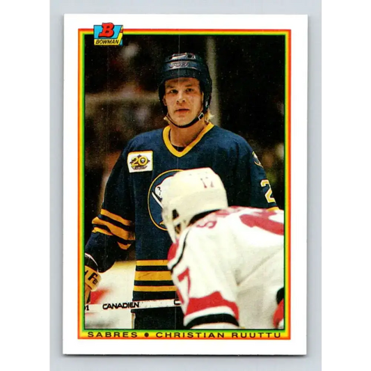 1990-91 Bowman #244 Christian Ruuttu NM-MT Buffalo Sabres Hockey Card
