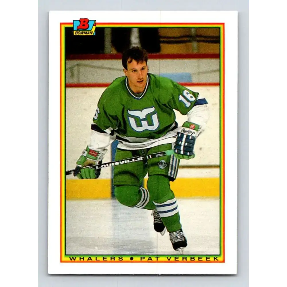 1990-91 Bowman #257 Pat Verbeek NM-MT Hartford Whalers Hockey Card - Hockey Card Single