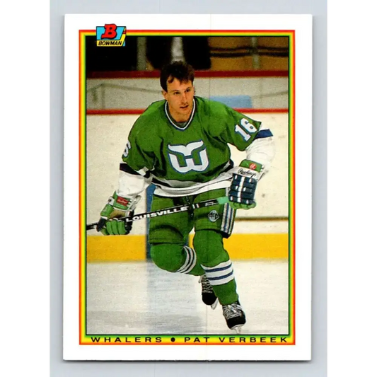 1990-91 Bowman #257 Pat Verbeek NM-MT Hartford Whalers Hockey Card - Hockey Card Single
