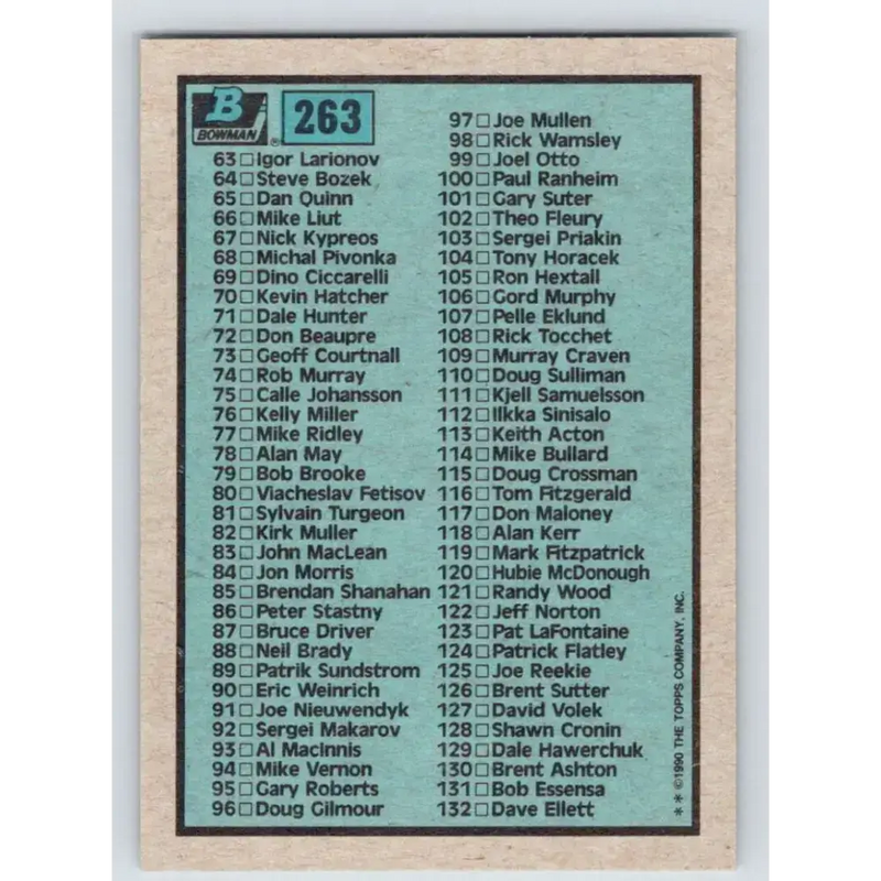 1990-91 Bowman #263 Checklist 1-132 NM-MT Hockey Card
