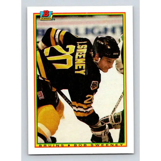 1990-91 Bowman #28 Bob Sweeney NM-MT Calgary Flames Hockey Card - Hockey Card Single