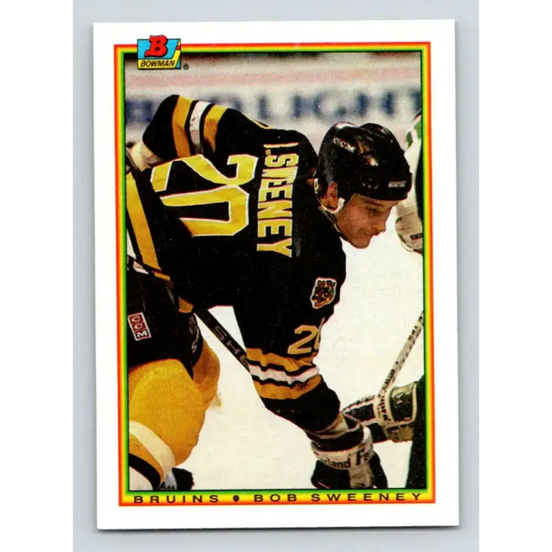 1990-91 Bowman #28 Bob Sweeney NM-MT Calgary Flames Hockey Card - Hockey Card Single