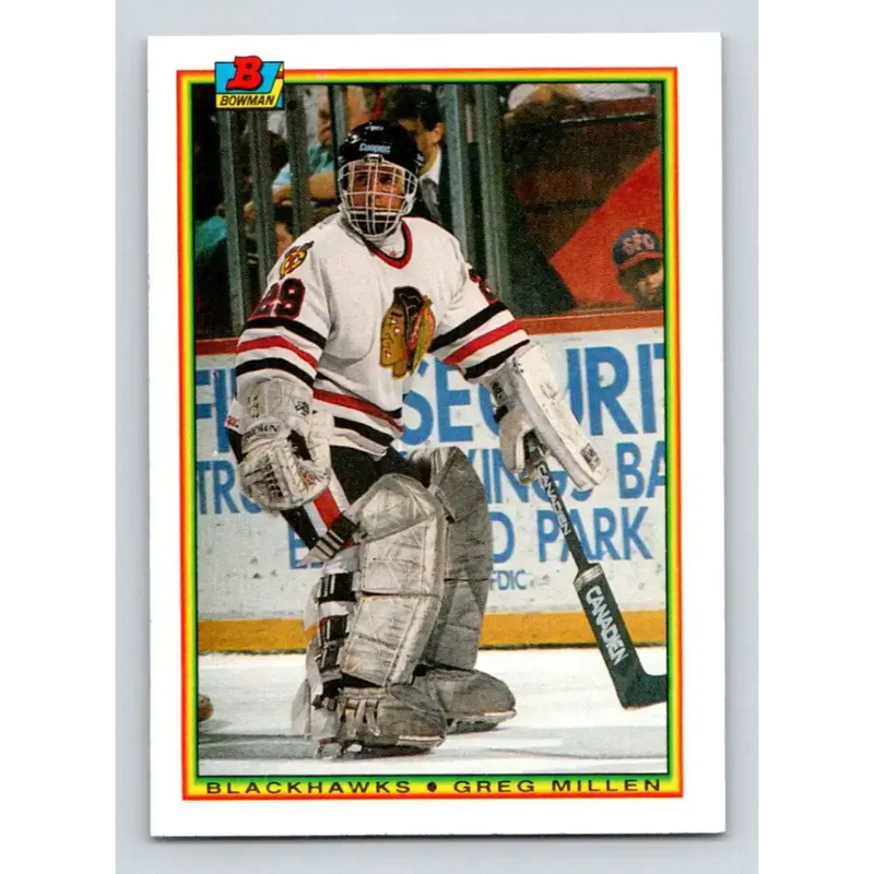 1990-91 Bowman #3 Greg Millen NM-MT Chicago Blackhawks Hockey Card - Hockey Card Single