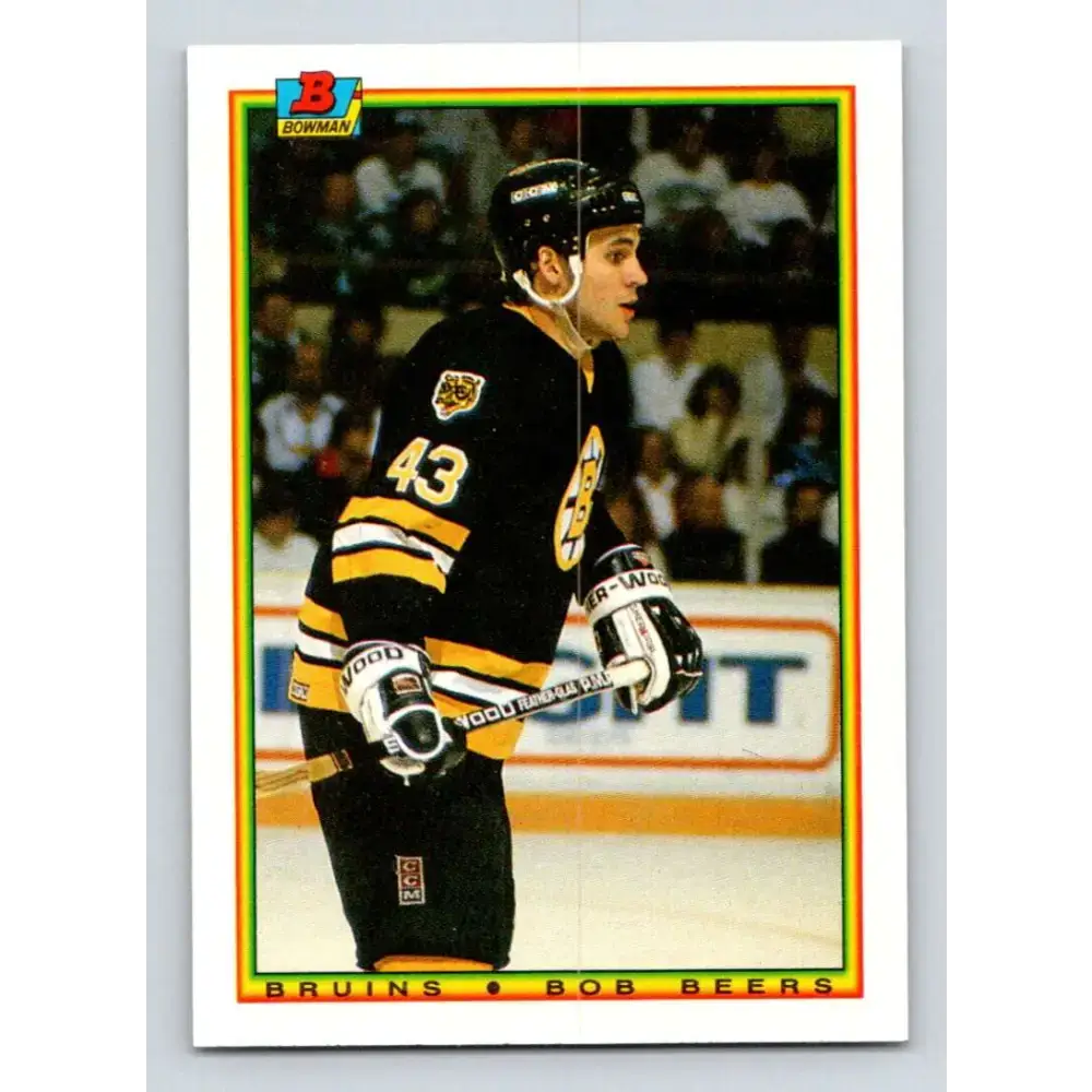 1990-91 Bowman #34 Bob Beers NM-MT RC Rookie Calgary Flames Hockey Card - Hockey Card Single