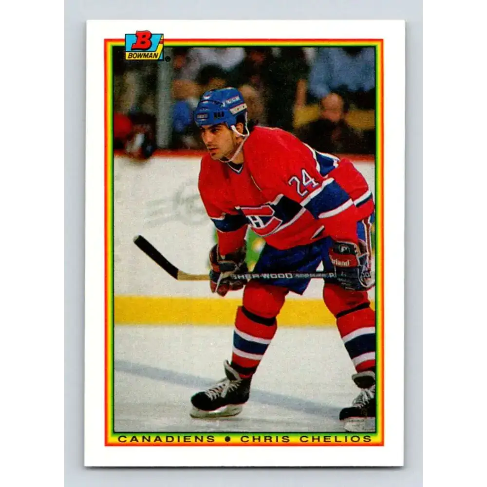 1990-91 Bowman #42 Chris Chelios NM-MT Montreal Canadiens Hockey Card - Hockey Card Single