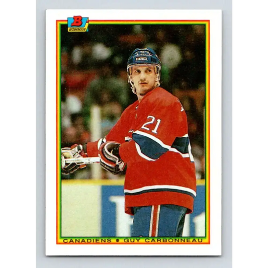 1990-91 Bowman #44 Guy Carbonneau NM-MT Montreal Canadiens Hockey Card - Hockey Card Single