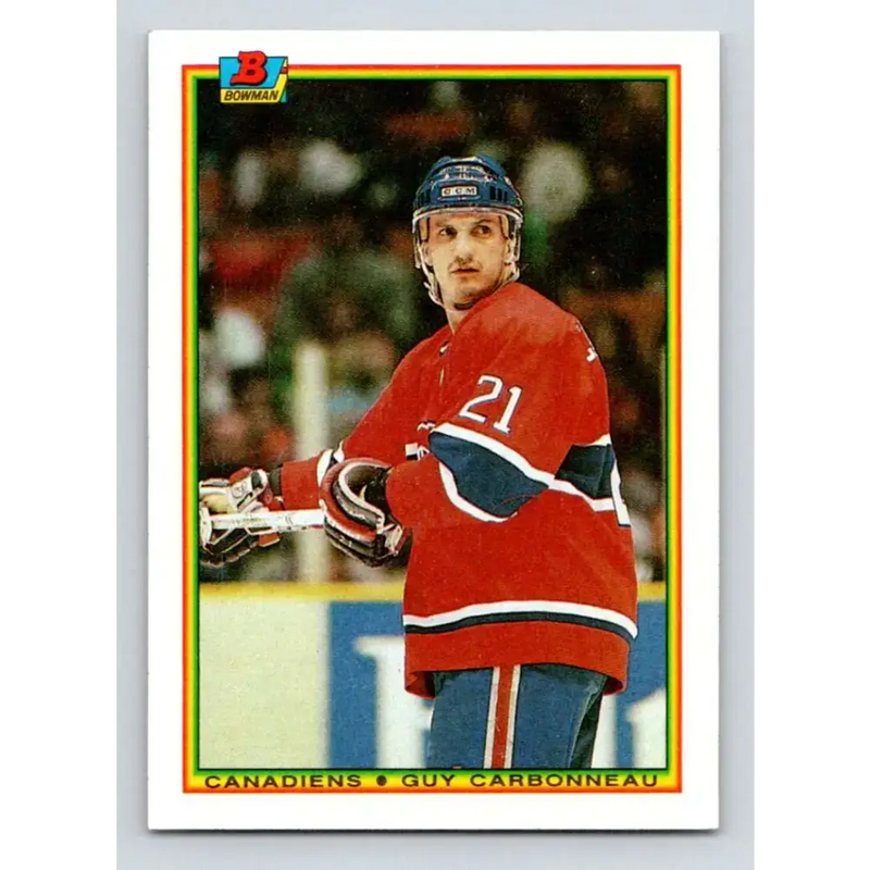 1990-91 Bowman #44 Guy Carbonneau NM-MT Montreal Canadiens Hockey Card - Hockey Card Single