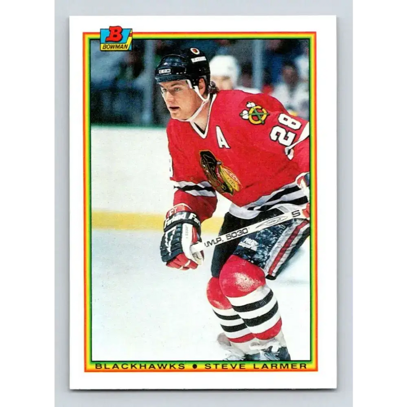 1990-91 Bowman #5 Steve Larmer NM-MT Chicago Blackhawks Hockey Card - Hockey Card Single