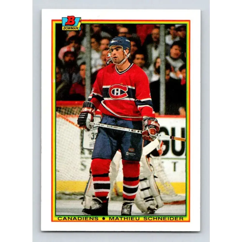 1990-91 Bowman #52 Mathieu Schneider NM-MT RC Rookie Montreal Canadiens Hockey Card
