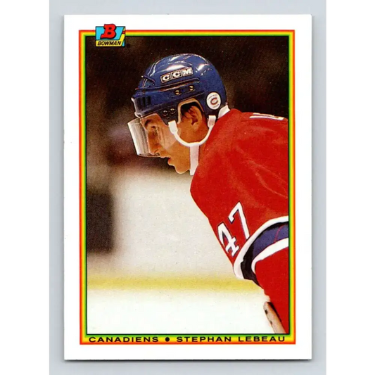 1990-91 Bowman #53 Stephan Lebeau NM-MT RC Rookie Montreal Canadiens Hockey Card - Hockey Card Single