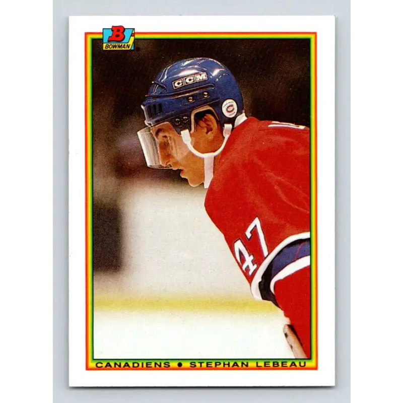 1990-91 Bowman #53 Stephan Lebeau NM-MT RC Rookie Montreal Canadiens Hockey Card - Hockey Card Single