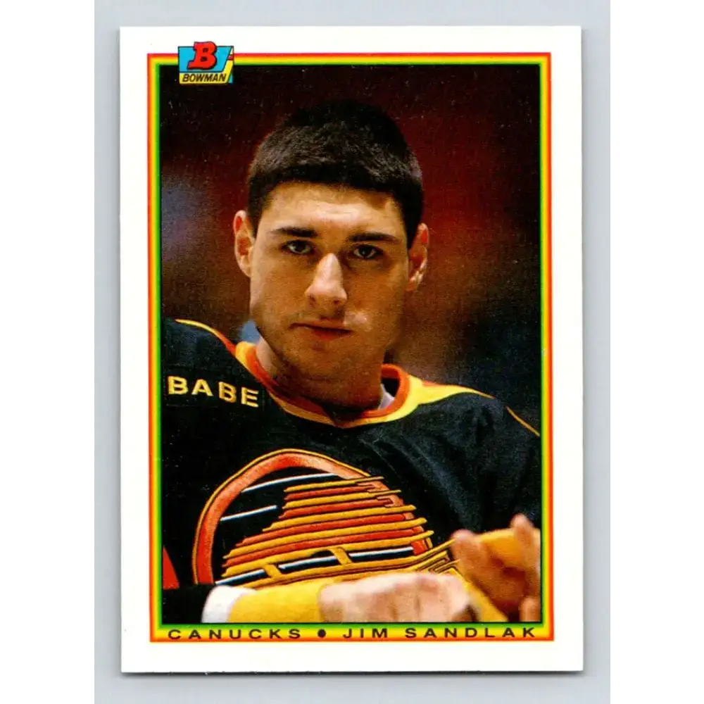 1990-91 Bowman #55 Jim Sandlak NM-MT Vancouver Canucks Hockey Card - Hockey Card Single