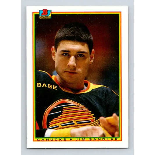 1990-91 Bowman #55 Jim Sandlak NM-MT Vancouver Canucks Hockey Card