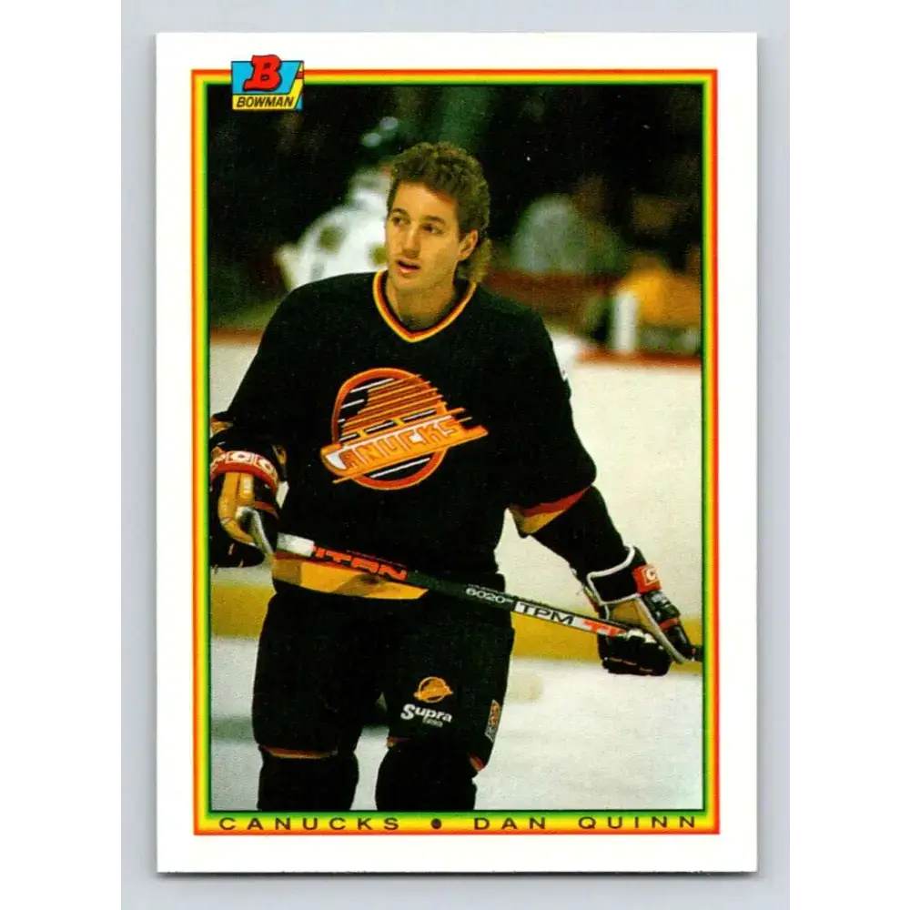 1990-91 Bowman #65 Dan Quinn NM-MT Vancouver Canucks Hockey Card - Hockey Card Single