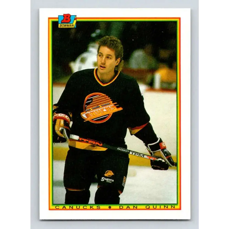1990-91 Bowman #65 Dan Quinn NM-MT Vancouver Canucks Hockey Card - Hockey Card Single