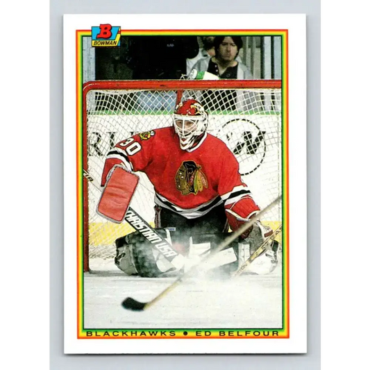 1990-91 Bowman #7 Ed Belfour NM-MT RC Rookie Chicago Blackhawks Hockey Card