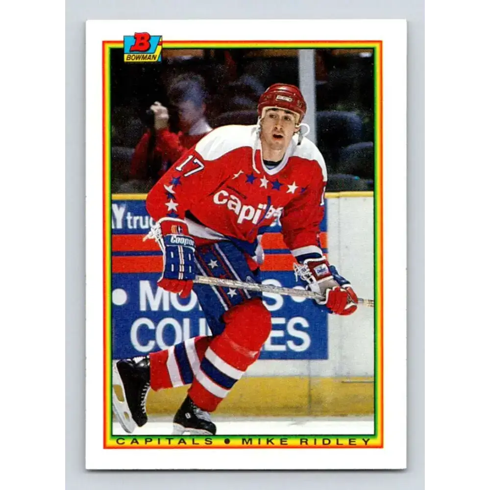 1990-91 Bowman #77 Mike Ridley NM-MT Washington Capitals Hockey Card - Hockey Card Single