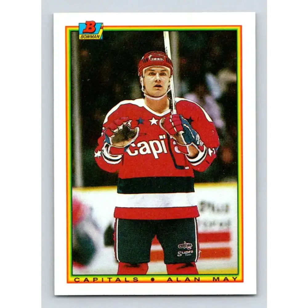 1990-91 Bowman #78 Alan May NM-MT Washington Capitals Hockey Card - Hockey Card Single