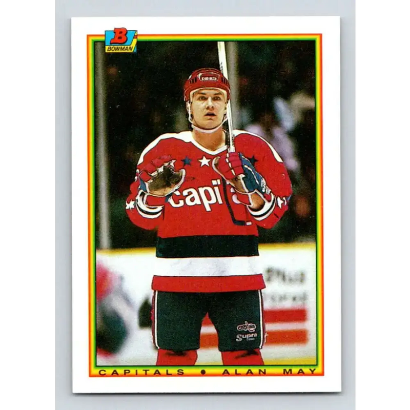 1990-91 Bowman #78 Alan May NM-MT Washington Capitals Hockey Card - Hockey Card Single