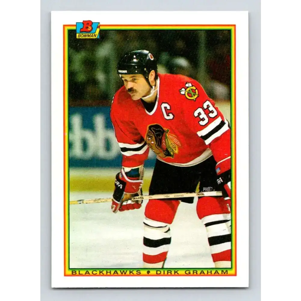 1990-91 Bowman #8 Dirk Graham NM-MT Chicago Blackhawks Hockey Card - Hockey Card Single