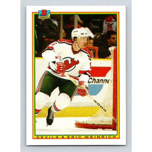 1990-91 Bowman #90 Eric Weinrich NM-MT RC Rookie New Jersey Devils Hockey Card