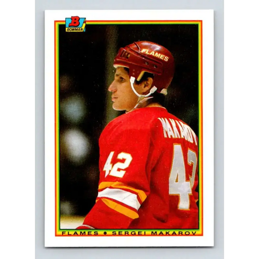 1990-91 Bowman #92 Sergei Makarov NM-MT RC Rookie Calgary Flames Hockey Card - Hockey Card Single