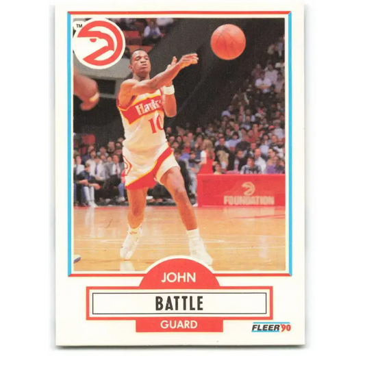 1990-91 Fleer #1 John Battle EX Excellent Atlanta Hawks Basketball Card