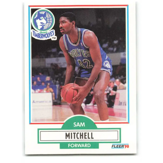 1990-91 Fleer #114 Sam Mitchell EX Excellent RC Rookie Minnesota Timberwolves Basketball Card