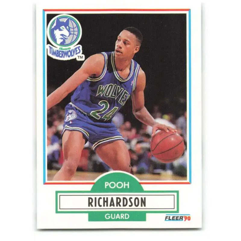 1990-91 Fleer #116 Pooh Richardson EX Excellent RC Rookie Minnesota Timberwolves Basketball Card - Basketball Card