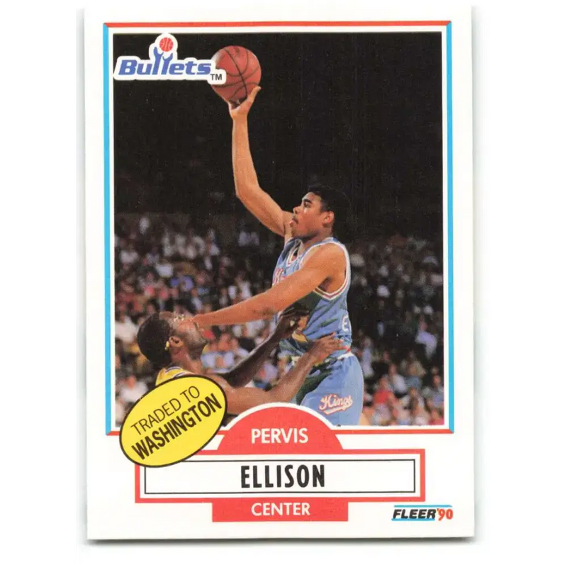 1990-91 Fleer #164 Pervis Ellison EX Excellent RC Rookie Washington Bullets Basketball Card - Basketball Card Single