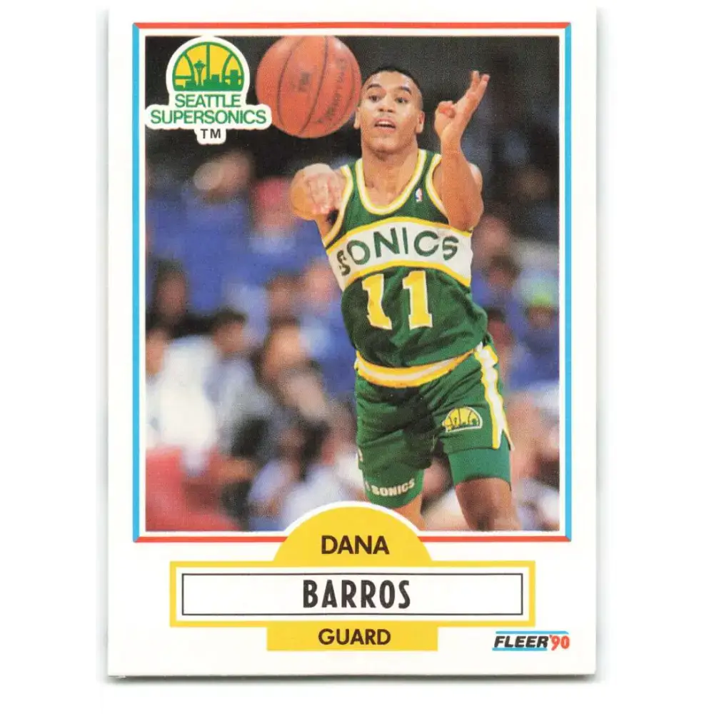1990-91 Fleer #175 Dana Barros EX Excellent RC Rookie Seattle SuperSonics Basketball Card - Basketball Card Single