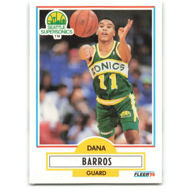 1990-91 Fleer #175 Dana Barros EX Excellent RC Rookie Seattle SuperSonics Basketball Card - Basketball Card Single