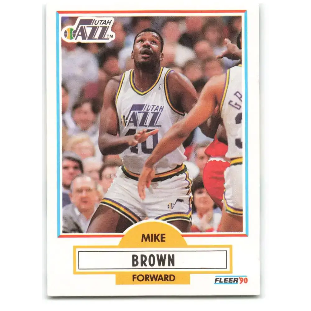 1990-91 Fleer #183 Mike Brown EX Excellent Utah Jazz Basketball Card - Basketball Card Single
