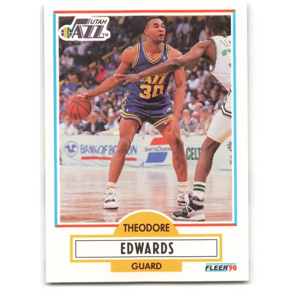 1990-91 Fleer #185 Blue Edwards EX Excellent RC Rookie Utah Jazz Basketball Card - Basketball Card Single