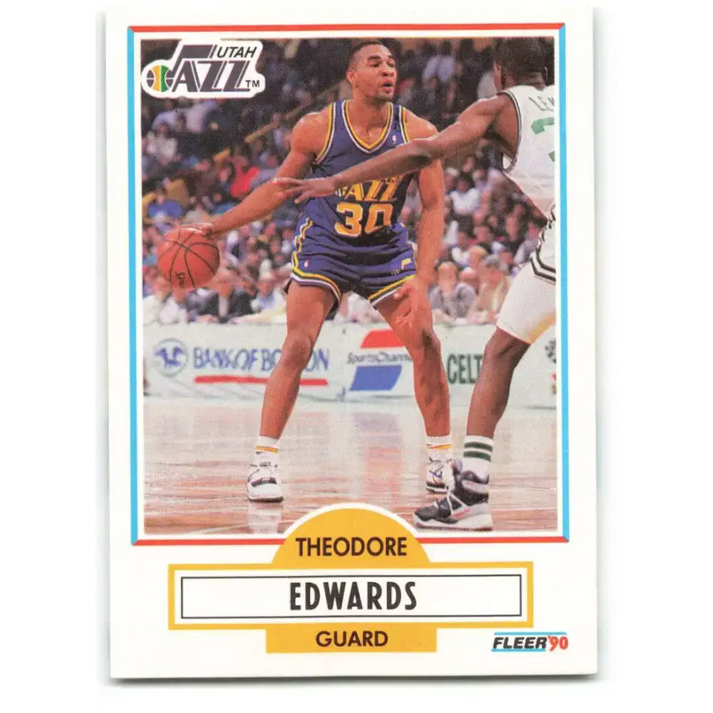 1990-91 Fleer #185 Blue Edwards EX Excellent RC Rookie Utah Jazz Basketball Card - Basketball Card Single
