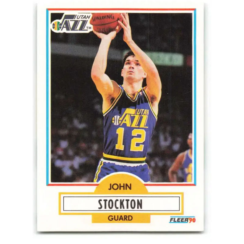 1990-91 Fleer #189 John Stockton EX Excellent Utah Jazz Basketball Card - Basketball Card Single