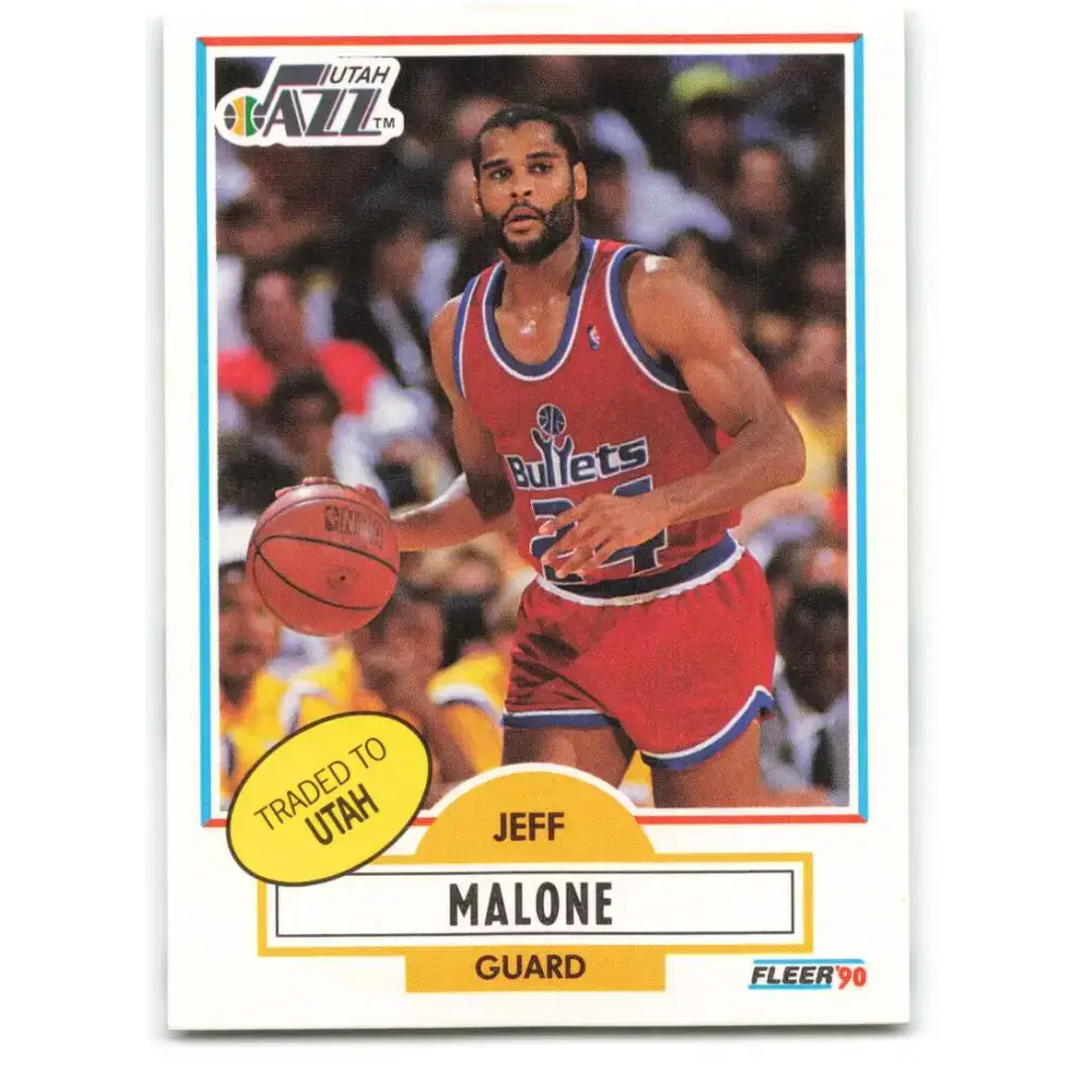 1990-91 Fleer #195 Jeff Malone EX Excellent Utah Jazz Basketball Card - Basketball Card Single