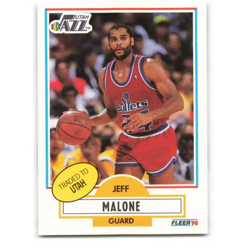 1990-91 Fleer #195 Jeff Malone EX Excellent Utah Jazz Basketball Card - Basketball Card Single