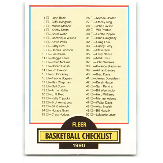 1990-91 Fleer #197 Checklist 1-99 EX Excellent Basketball Card - Basketball Card Single