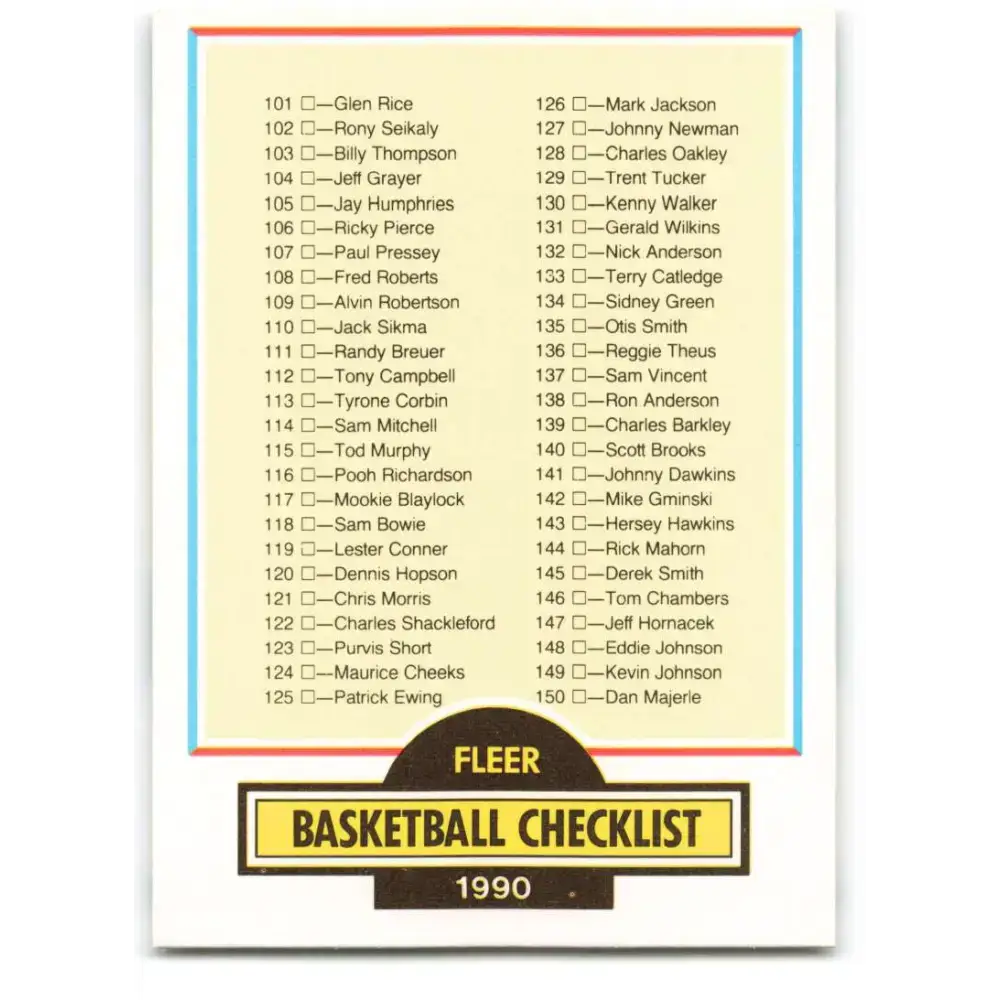 1990-91 Fleer #198 Checklist 100-198 EX Excellent Basketball Card - Basketball Card Single