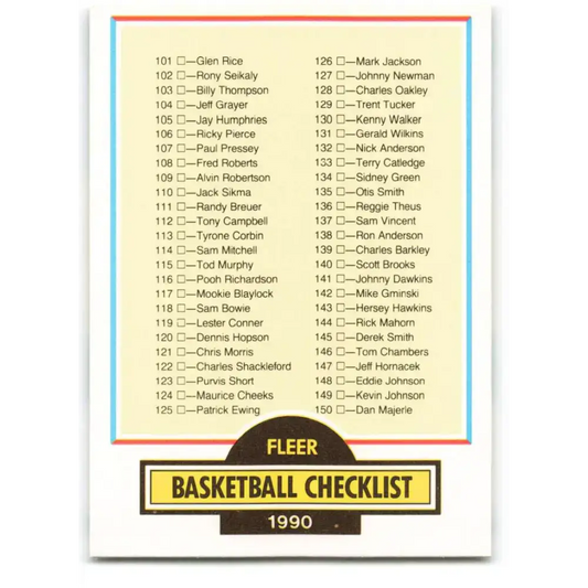 1990-91 Fleer #198 Checklist 100-198 EX Excellent Basketball Card - Basketball Card Single