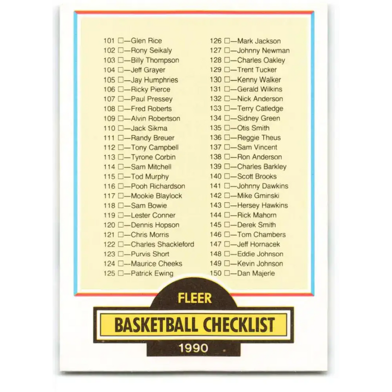 1990-91 Fleer #198 Checklist 100-198 EX Excellent Basketball Card - Basketball Card Single