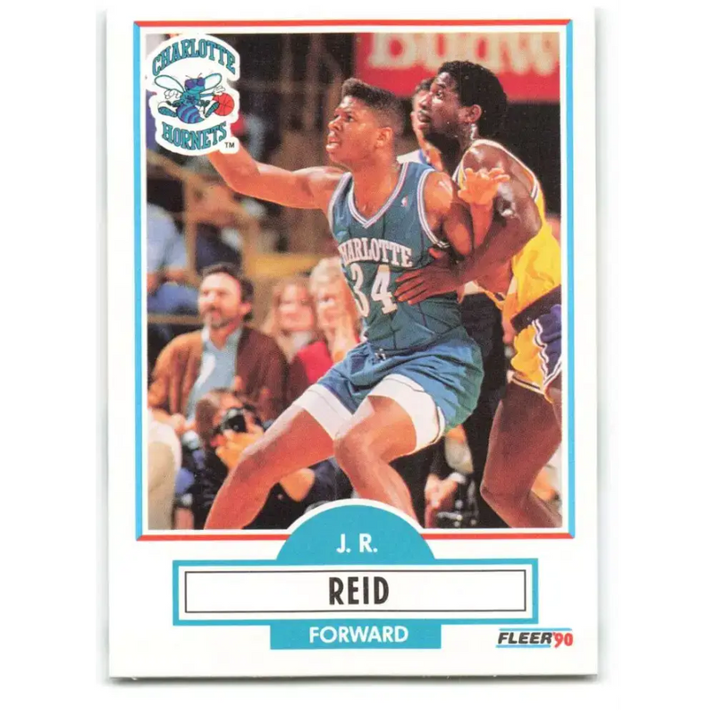 1990-91 Fleer #20 J.R. Reid EX Excellent RC Rookie Charlotte Hornets Basketball Card - Basketball Card Single