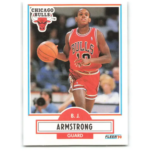 1990-91 Fleer #22 B.J. Armstrong EX Excellent RC Rookie Chicago Bulls Basketball Card
